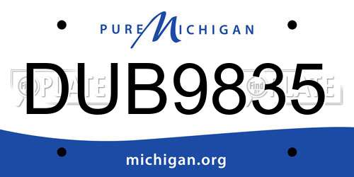 DUB9835 Michigan License Plate