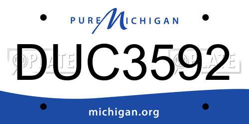 DUC3592 Michigan License Plate