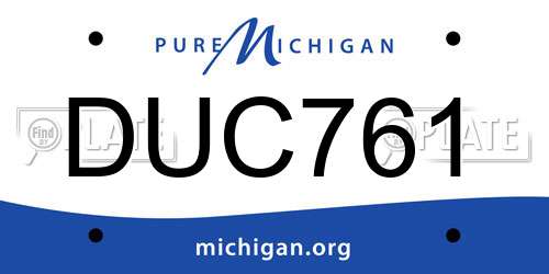 DUC761 Michigan License Plate