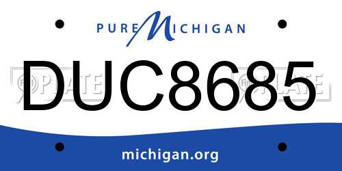 DUC8685 Michigan License Plate