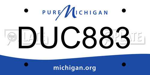 DUC883 Michigan License Plate