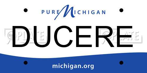 DUCERE Michigan License Plate