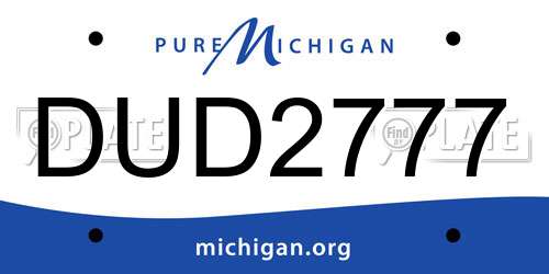 DUD2777 Michigan License Plate