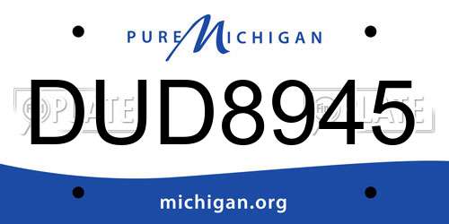 DUD8945 Michigan License Plate