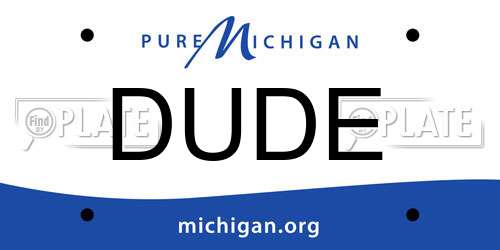 DUDE Michigan License Plate