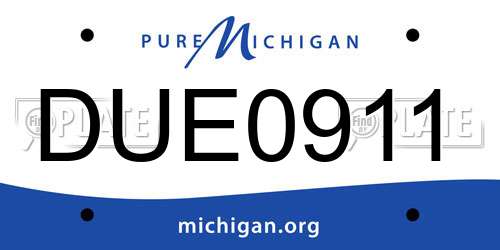 DUE0911 Michigan License Plate