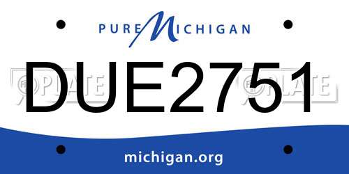 DUE2751 Michigan License Plate