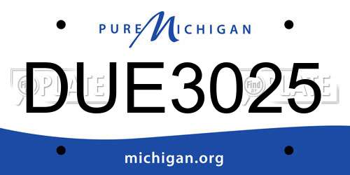 DUE3025 Michigan License Plate