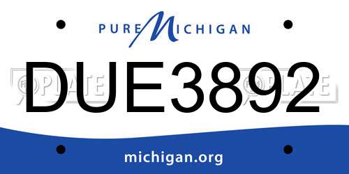 DUE3892 Michigan License Plate