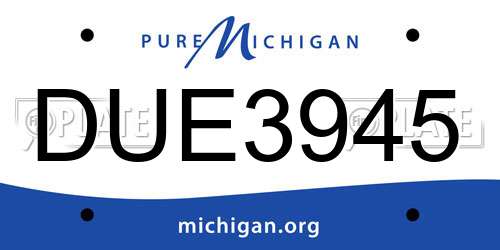 DUE3945 Michigan License Plate