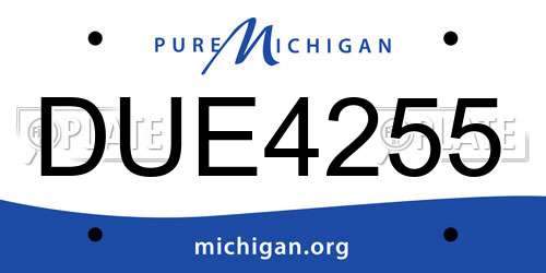 DUE4255 Michigan License Plate