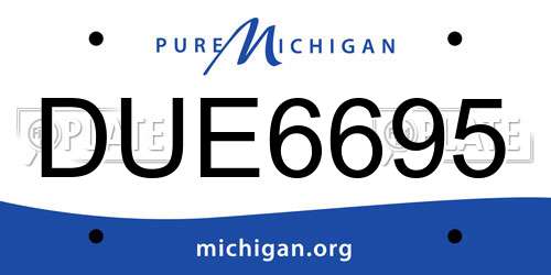 DUE6695 Michigan License Plate
