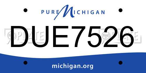 DUE7526 Michigan License Plate