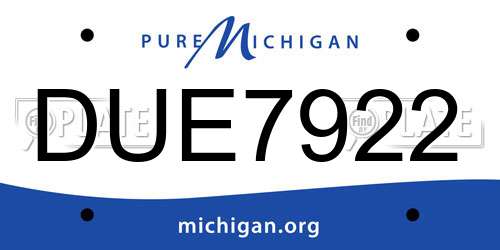 DUE7922 Michigan License Plate