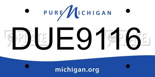 DUE9116 Michigan License Plate