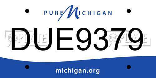 DUE9379 Michigan License Plate
