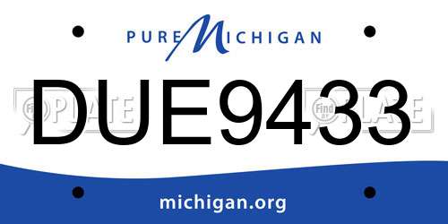 DUE9433 Michigan License Plate