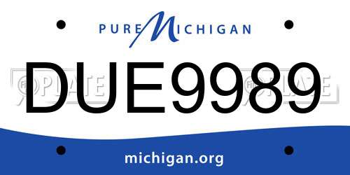 DUE9989 Michigan License Plate