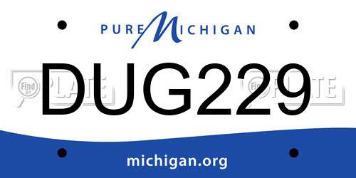 DUG229 Michigan License Plate