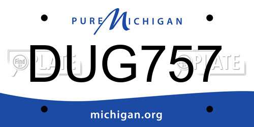 DUG757 Michigan License Plate