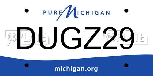 DUGZ29 Michigan License Plate