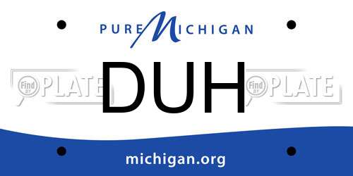 DUH Michigan License Plate