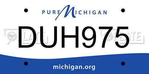 DUH975 Michigan License Plate