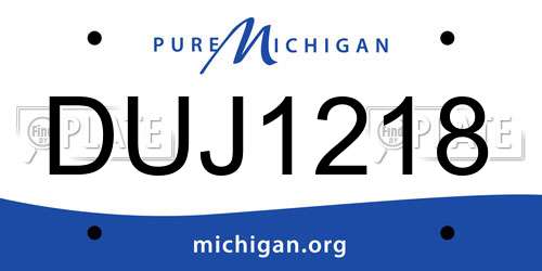 DUJ1218 Michigan License Plate