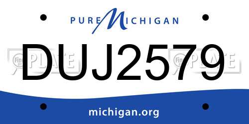 DUJ2579 Michigan License Plate
