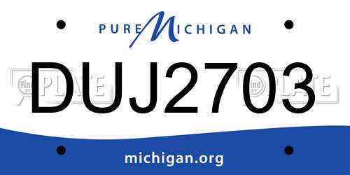 DUJ2703 Michigan License Plate