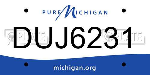 DUJ6231 Michigan License Plate