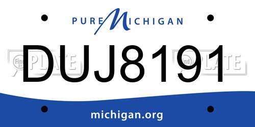 DUJ8191 Michigan License Plate