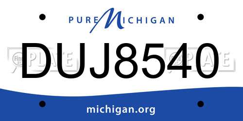 DUJ8540 Michigan License Plate