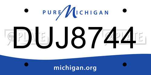 DUJ8744 Michigan License Plate