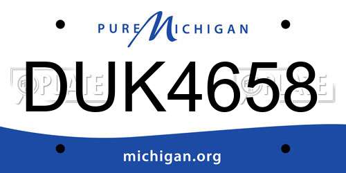 DUK4658 Michigan License Plate