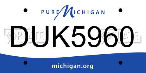 DUK5960 Michigan License Plate