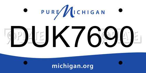 DUK7690 Michigan License Plate