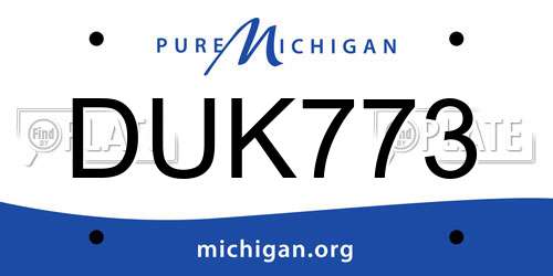 DUK773 Michigan License Plate