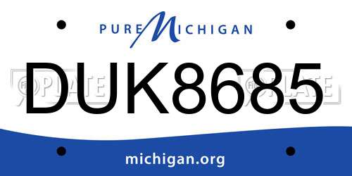 DUK8685 Michigan License Plate