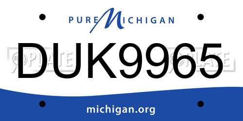 DUK9965 Michigan License Plate