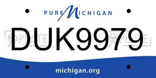 DUK9979 Michigan License Plate