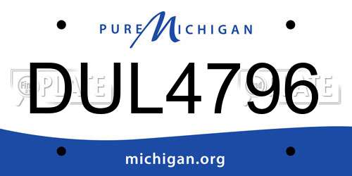 DUL4796 Michigan License Plate