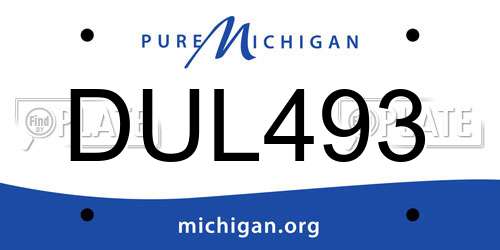 DUL493 Michigan License Plate