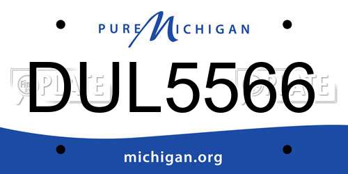 DUL5566 Michigan License Plate