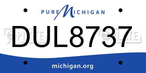 DUL8737 Michigan License Plate