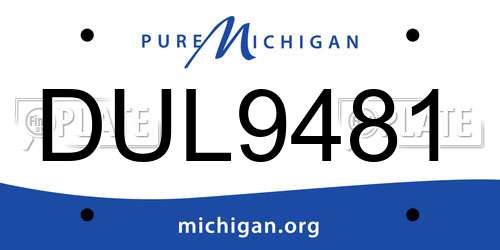 DUL9481 Michigan License Plate