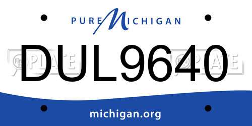 DUL9640 Michigan License Plate
