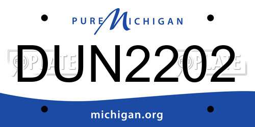 DUN2202 Michigan License Plate