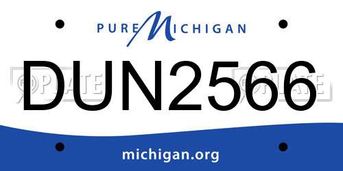 DUN2566 Michigan License Plate