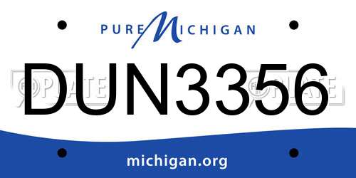 DUN3356 Michigan License Plate